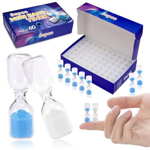 Sepco 60 Pcs Miniature Sand Clock Timer Bulk Small 20 Second Hourglass Sandglass Timer Set for Classroom School Class Prizes Gifts