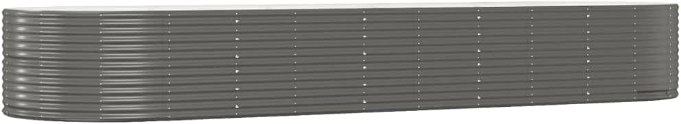 Oval Grey Powder-Coated Steel Raised Garden Bed 176 x 55.1 x 26.8 in, Modern Planter Box for Outdoor Patio Balcony, Spacious Elevated Flower Bed for Vegetables Herbs, Easy Assembly