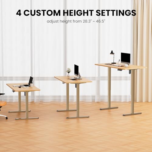 Image of ErGear Electric Stand up Desk Frame,4 Memory Height Settings Height Adjustable Table Legs, Sit Stand Desk Frame Up to 47.2 inch, Ergonomic Standing Desk Base Workstation, Gold Frame Only
