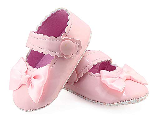 Anrenity Infant Baby Girls Mary Jane Ballet Flats Shoes Toddler Princess Dress Crib Shoes GZX-002 Pink 13
