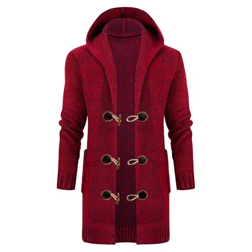 Cardigan en tricot mi-long homme veste longue maille a capuche