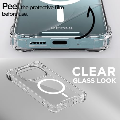 Image of Amazon Basics Back Cover for Redmi Note 15 5G Mag-Safe Shockproof PC + TPU Protective Case Magnetic Support Bumper Case (Transparent Mag-Safe)