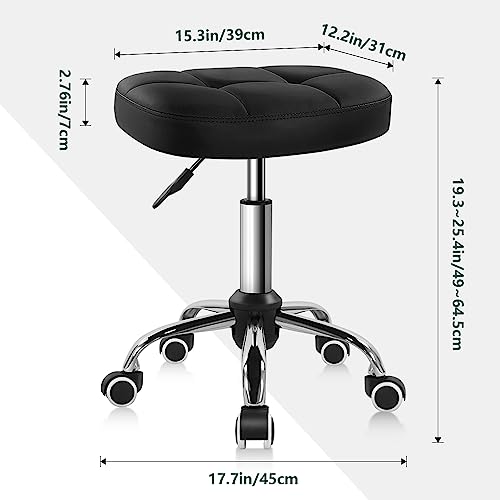 Image of Black Minimalist Swivel Stool with Wheel Perfect for Work SPA Shop Massage Height-Adjustable and Cost-Effective Rolling Stool Chair with Square Seat