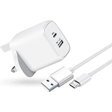 KP TECHNOLOGY Multi Port Fast Charger For Oppo A17 / Oppo A15 Micro USB Cable + Dual Port Plug WHITE