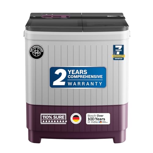Image of Bosch 8 kg 5 Star Semi-Automatic Top Loading Washing Machine (2025 Model, WJP802V0IN, 3 Wash Programs, Anti-Rust Body, 1300 RPM Spin Speed, Wine, 2 Years Comprehensive Warranty)