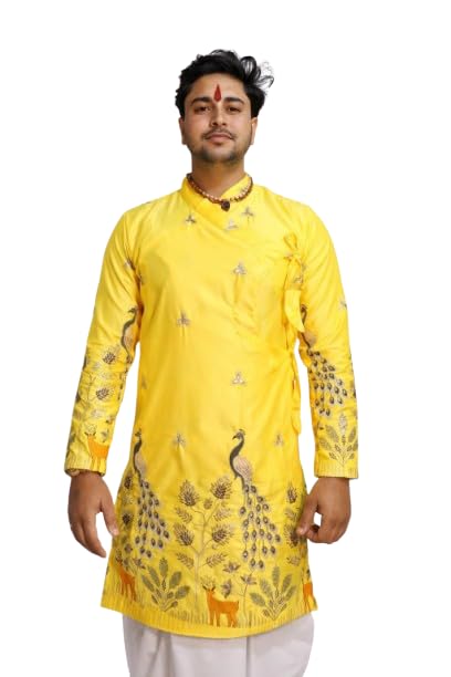 Vanraj Designer Bagalbandhi Kurta for Men – Premium Ethnic Wear with Peacock Embroidery, Festive & Wedding Traditional Kurta-image-45