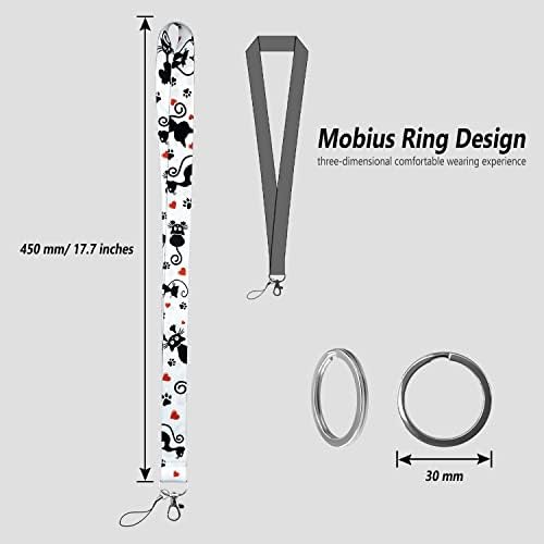 Geiomoo Lanyard with Swivel Buckle, Neck Strap for ID Badge, Keychain Holder (Cat)