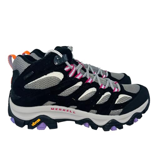 Merrell Bota feminina Moab 3 Mid impermeável para caminhada, Preto/orquídea, 35
