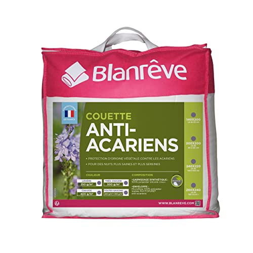 Blanrêve - Couette Chaude - Anti Acariens - pour lit de 2 personnes - Fabriqué en France - 240x220 cm