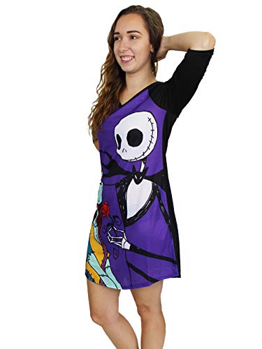 Disney Nightmare Before Christmas Women's 3/4 Sleeve Dorm Nightgown Pajamas2