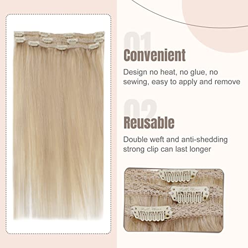 Fshine Human Hair Extension Clip in Bionde Dark Ash Blonde Highlighted Golden Blonde Clip in Hair Extensions Real Human Hair Blonde Clip in Hair Extensions Real Human Hair 50g 12 Inch 3Pcs - Image 4