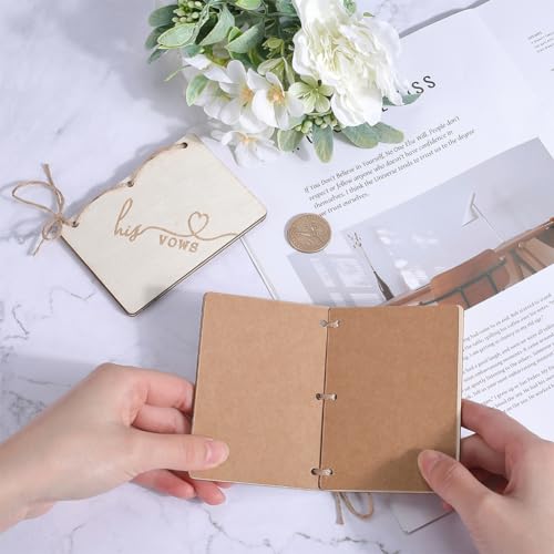 GORGECRAFT 8pcs Wooden Greeting Cards Wedding Vow Books Officiant Wedding Day Card Bride and Groom Bridal Shower Gifts Booklet Keepsake Vow Renewal Notebook with Jute Rope and Kraft Paper - Image 3