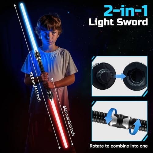 Symee SYMEE00001 2024 Fully Retractable Light Saber-2 Pack Led Mini Power Lightsaber Swords For Boys Girls Party Halloween Christmas Birthday Toy Real Blue Red Dueling Lightsaber Forge Toy thumb #2