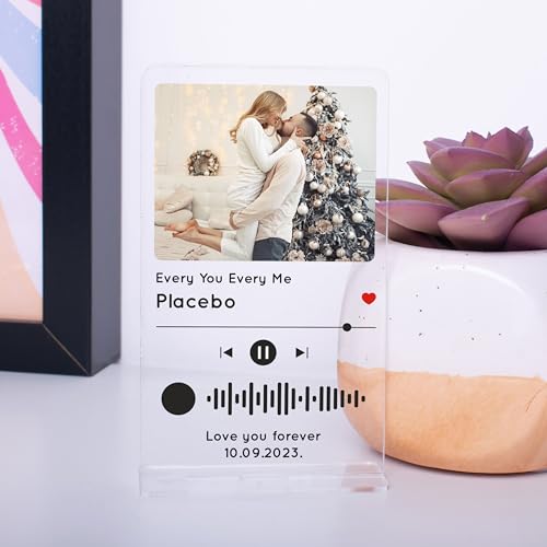 Personalised Spotify Code Acrylic Plaque, Custom Printed Acrylic Song Album Cover with Photo, Customized Music Picture Plaque Clear 70x119mm