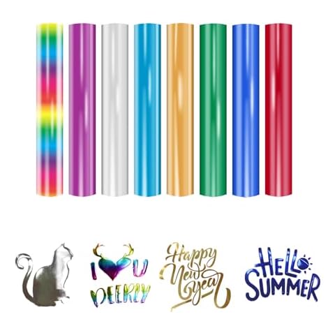TIFEE Metallic Heat Transfer Vinyl Bundle Sheets 12"x 10" Metallic Foil HTV Chrome Holographic Iron On Vinyl for T-Shirts Cover