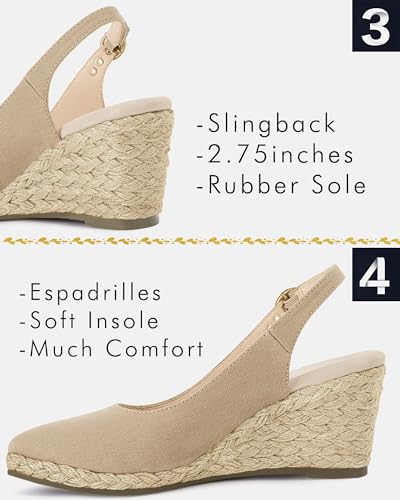 Image of Juliet Holy Womens Wedge Sandals Espadrilles Closed Toe Slingback Buckle Strap Comfortable Casual Summer Wedges Shoes