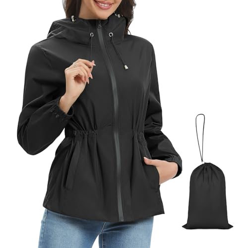 SotRong Veste De Pluie Légère Coupe-Vent Pliable Avec Capuche Pour Femme - Idéale Randonnée Camping