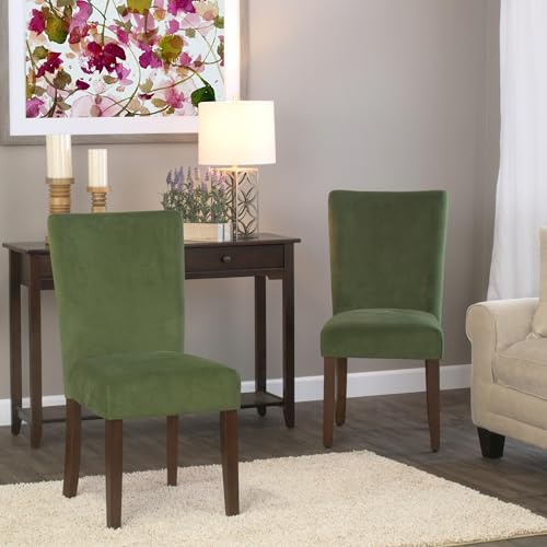 Image of HomePop Parsons Dining Chair - Dark Green Velvet (Set of 2)