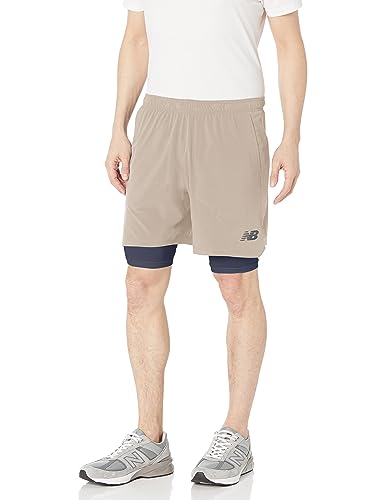 New Balance Men's R.W.Tech 2 in 1 7 Inch Short 22, Aluminum, X