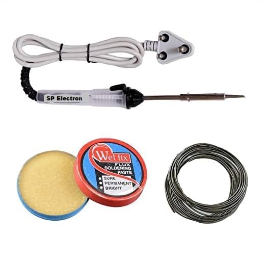 SP 3 in1 Electric Soldering Iron Economy Tool Kit Set with 25W Welding Stick | Paste-Flux | Solder Wire for DIY/Crafts