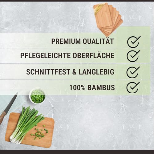 6er Set Frühstücksbrettchen aus Bambus Holz 22x14x0,8cm - Ideal für Frühstück, Brotzeit und kleine Mahlzeiten - Holzbrettchen Brettchen Frühstücksbrett Holzbrett 4