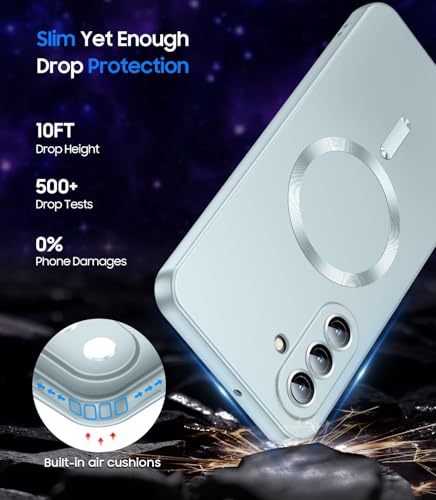Image of DIZORO Samsung A17 5g Case, Compatible with Mag Safe Back Cover, Matte Luxury Metallic Luster Flexible TPU Wireless Charging Shockproof Case with Camera Protector Lens (New Sierra)