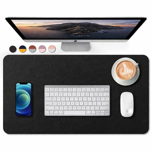 Image of Black PU Leather Desk Mat 100x45cm, Premium Large Desk Pad, Waterproof & Oil-Resistant Surface, Non-Slip Extended Mouse Pad, Durable Desk Protector for Office, Home & Gaming Setup