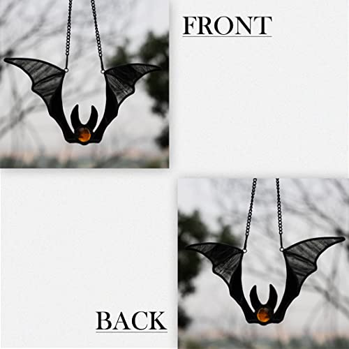 Boxcasa Bats Decor Stained Glass Window Hanging,Halloween Bat Ornaments Indoor And Gothic Home Decor Bat Suncatcher Indoors Outdoor Bedroom Office Garden Patio And Halloween Party Decorations #TOP3