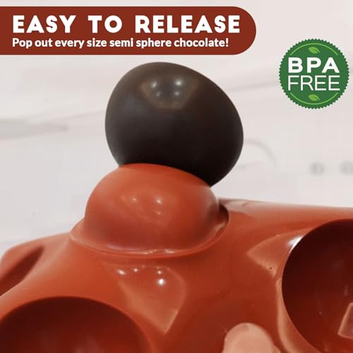 Image of HKNMTT Silicone Semi-Sphere Molds 24 Cavities 2-Pack 1.2 inch for Chocolate Truffles Jelly Fat Bombs Gelatina, Small Baking Round Half Sphere Candy Moulds, Homemade Freeze Food Grade BPA Free Oven Safe