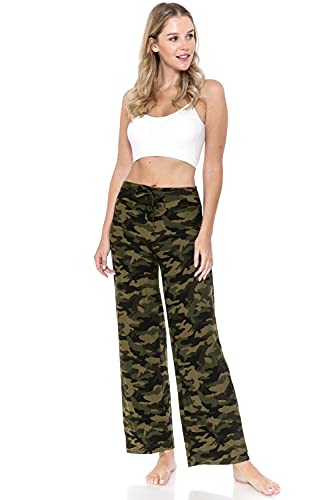 Image of Leggings Depot Women's Wide Leg Drawstring Pajama Pants for Lounge, Sleep | Soft, Breathable Poly-Span, Drawstring Waist, Comfy, Casual, Yoga, Everyday