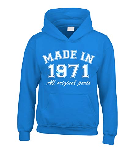 Sweat a capuche bleu 1971 taille XS pour vos weekends de detente