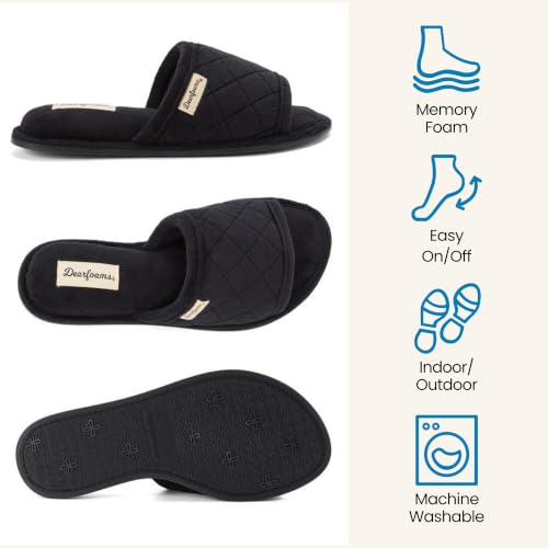 Image of Dearfoams womens Slipper Memory Foam Summer House Shoe Beatrice Terry Slide