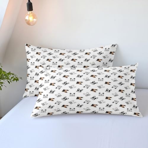 HNHDDZ Set di federe con bulldog francese, biancheria da letto a tema cane, in morbida microfibra, 2 federe per gli amanti dei cani