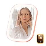 Reisespiegel mit Licht, 3 Farben, LED-Touch-Steuerung, faltbares Beauty-Werkzeug mit Licht, LED-Make-up-Spiegel – für Frauen, Freundin, Tochter, Tasche, Schule, Schreibtisch, Schminktisch, Geburtstag