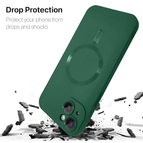 Image of Vaku Luxos Soft Silicon Mag-Safe Back Cover for iPhone 15 Plus Full Lens Protection Silicon Case Scratch Resistant Slim Thin Military-Grade Protection - Green