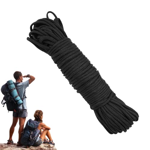 Cuerda de paracaídas – Cuerda de escalada al aire libre | Cuerda de seguridad multifuncional | Capacidad de carga de 500 libras, 102 pies de longitud, material de poliéster impermeable, absorción de