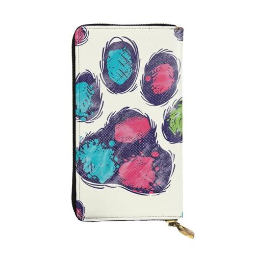 Cute Colorful Dog Paw Printed Long Wallet for Women Men Cute PU Leather Wallet with Coin Purse and Credit Card Holder