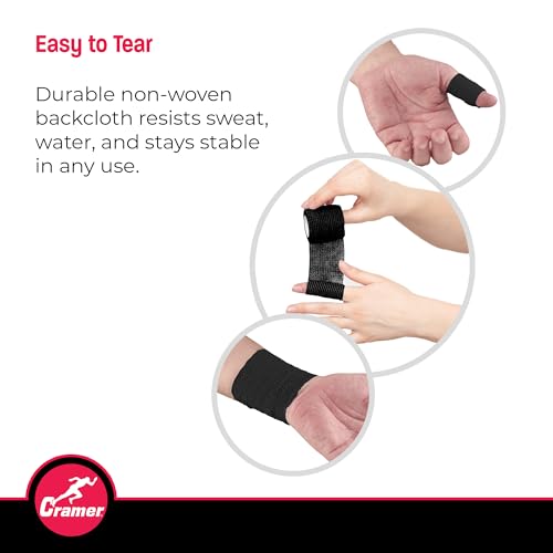 Image of Cramer Eco-Flex Self-Stick Stretch Tape, Black, 2 inch x 5 yd, Cohesive Athletic Bandage Wrap, Athletic Trainer Flexible Sports Tape, Easy Tear Vet Wrap for Pets, Self Adhesive Bandage Roll, 5 Yards