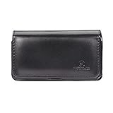 Black Leather Phone Case Cover Protective Pouch Swivel Belt Clip Loops for T-Mobile Samsung Galaxy Avant (SM-G386T) - T-Mobile Samsung Galaxy Core Prime - T-Mobile Samsung Galaxy Exhibit