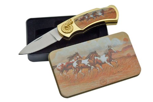 SZCO Supplies Horse Tin Gift Box Knife