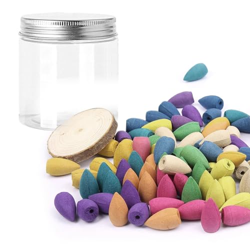 Backflow Incense Cones 50 Pcs Natural Handwork Scents Waterfall Incense Rose Tulip Jasmine Lavender Rose for Backflow Incense Burner Holder Natural