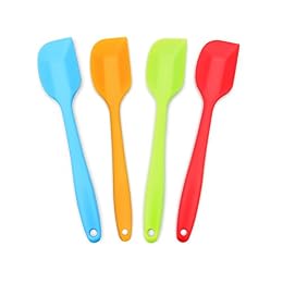 4-Piece Silicone Spatula Set with Stainless Steel Core, Small, Multicolor