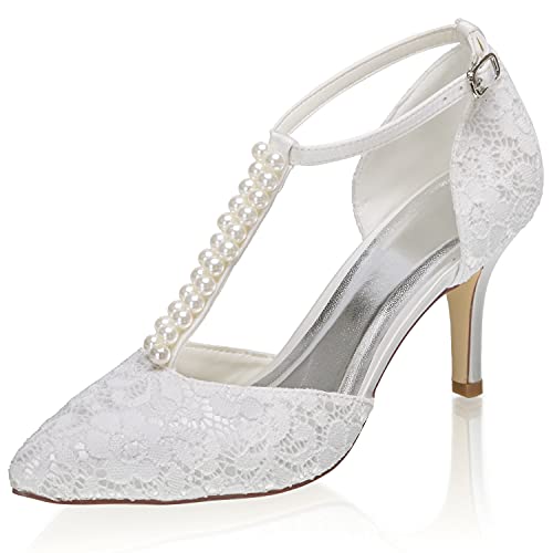 JIAJIA 16248 Women's Bridal Shoes Closed Toe T-Strap 3.14