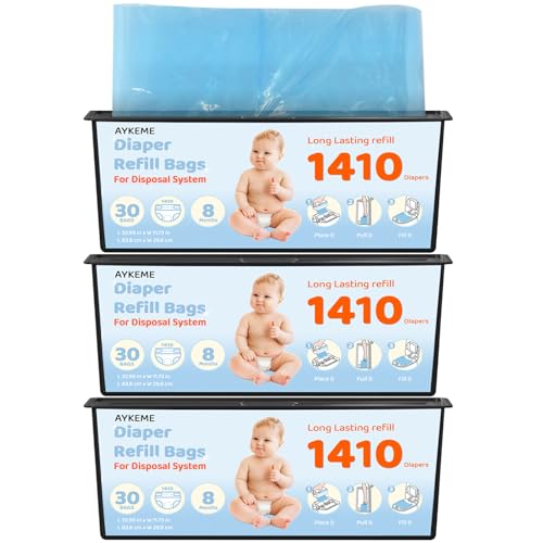 Image of 90 Bags Diaper Pail Refills Bags Compatible with Genie Easy Roll Signature & Platinum Diaper Pails | 7-Layer OdorLock Technology | Up to 10 Months Use,3 Pack