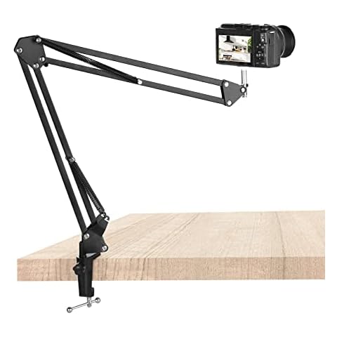 Overhead Tripod for Camera, Heavy Duty Overhead Camera Mount with Flexible Articulating Boom Arm for DSLR iPhone, Desk Clamp Phone Video Stand for Live Streaming, Baking, Craft Cover