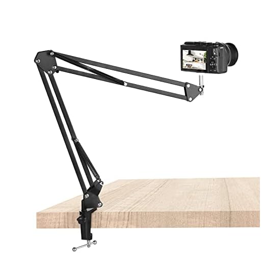 Overhead Tripod for Camera, TOAZOE Heavy Duty Overhead Camera Mount with Flexible Articulating Boom Arm for DSLR iPhone, Desk Clamp Phone Video Stand for Live Streaming, Baking, Craft