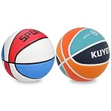 KUYOTQ 2PCS Size 5 Colorful Kids Youth Basketball 27.5' - Vibrant Multicolor, Durable High-Bounce Thickened Rubber for Indoor & Outdoor Play, for Boys & Girls Ages 4-10 (Deflated)