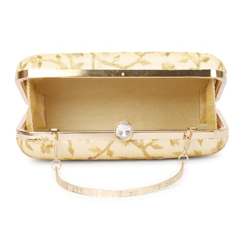 Hand Crafted Designer Box Clutch For Women, Zari Embroidery Clutch For Women/Hand Clutch For Women - Image 4