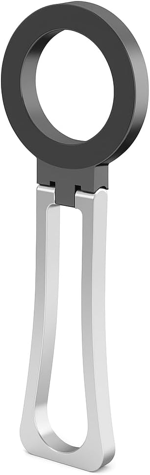SOLRA Magnetic Stand for Red Light Therapy Panel & Tablets, Dual-Sided Aluminum Mount with 360° Desktop Support, 140° Tilt Handle, Includes 3 Adhesive Metal Rings,Silver