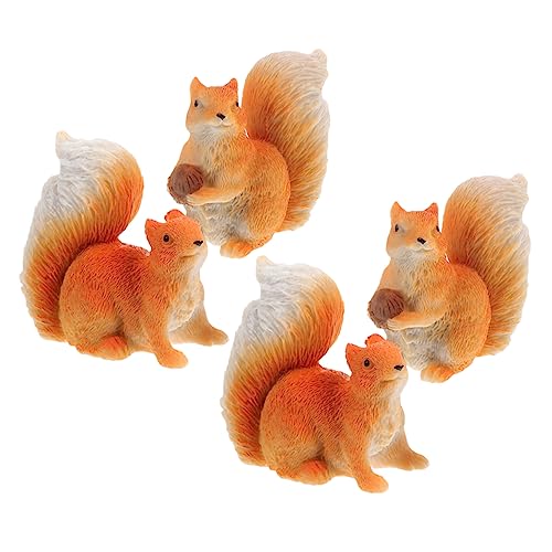 ibasenice Miniature Squirrel Figurines 2Pcs Resin Garden Decoration Small Squirrel Figures for Dollhouse Micro Landscape Cake Ornaments